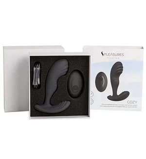 Вібромасажер простати S Pleasures Premium Cozy, чорний, з рельєфною головкою, 10 режимів