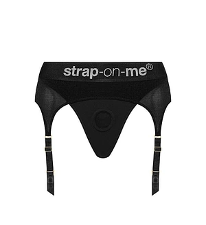 Трусики для страпона з підв’язками для панчіх Strap-On-Me REBEL HARNESS - XS (м'яте паковання)
