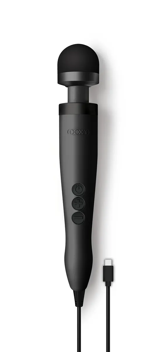 Вібромасажер DOXY3 USB-C Massager MATTE BLACK, кабель USB-C, регульована інтенсивність, компактний