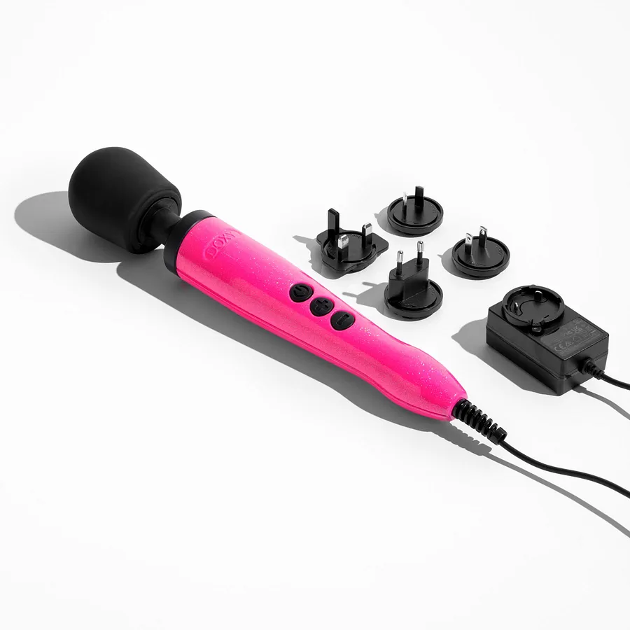 Вібромасажер DOXY Die Cast Massager Hot Pink, дуже потужний, живлення 220В, металевий корпус