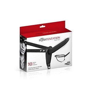 Страпон з вібрацією Fetish Tentation Vibrating Strap-On with Dildo Black (м'ята паковання)