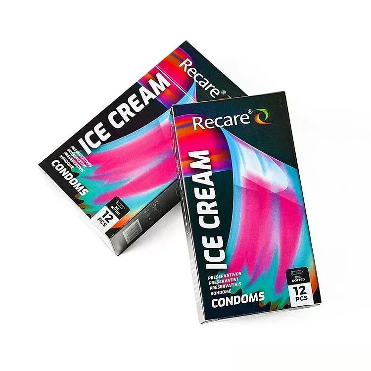 Презервативи Holographic Recare Ice Cream Big Dotted Condoms 12 шт, з пухирцями, аромат: морозиво
