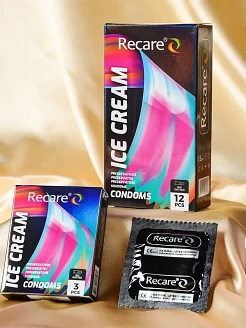 Презервативи Holographic Recare Ice Cream Big Dotted Condoms 12 шт, з пухирцями, аромат: морозиво