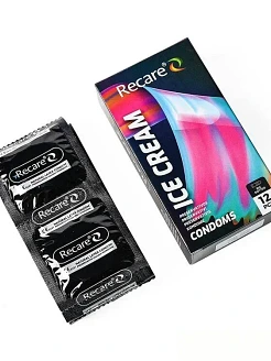 Презервативи Holographic Recare Ice Cream Big Dotted Condoms 12 шт, з пухирцями, аромат: морозиво