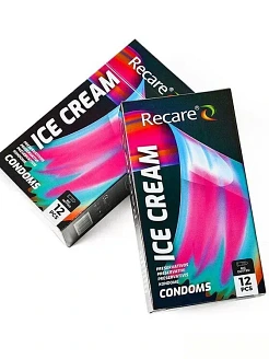 Презервативи Holographic Recare Ice Cream Big Dotted Condoms 12 шт, з пухирцями, аромат: морозиво