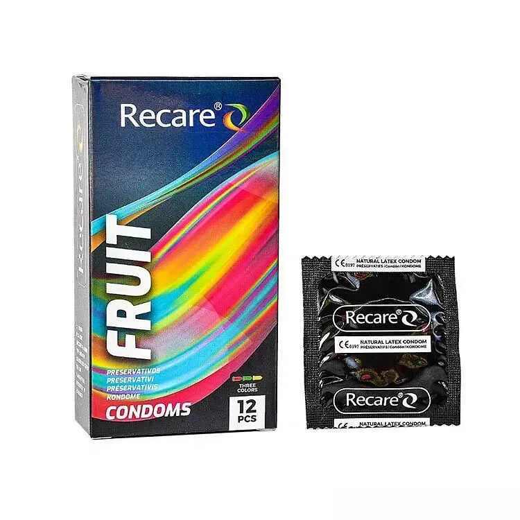 Презервативи Holographic Recare Fruit Flavour Condoms 12 шт, аромати: м'ята, банан, полуниця