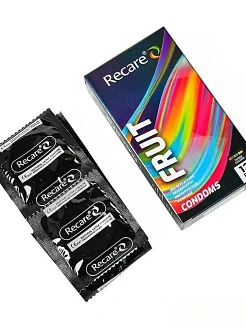 Презервативи Holographic Recare Fruit Flavour Condoms 12 шт, аромати: м'ята, банан, полуниця