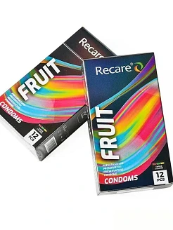 Презервативи Holographic Recare Fruit Flavour Condoms 12 шт, аромати: м'ята, банан, полуниця