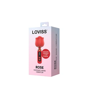 Вібромасажер Loviss Rose Mini Massage Wand Vibrator, головка у вигляді троянди, 9 режимів