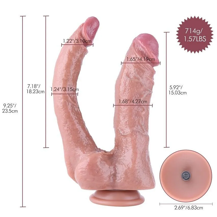 Подвійний фалоімітатор для секс-машин Hismith Double Penetrator, 9.25″ (м'яте паковання)