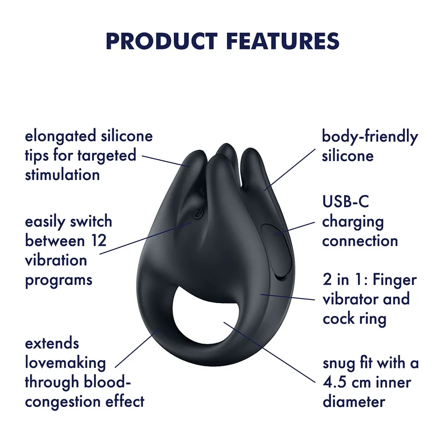 Вібратор на палець та ерекційне кільце 2в1 Satisfyer Perfect Pair 1