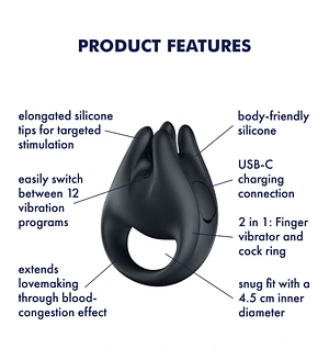 Вібратор на палець та ерекційне кільце 2в1 Satisfyer Perfect Pair 1
