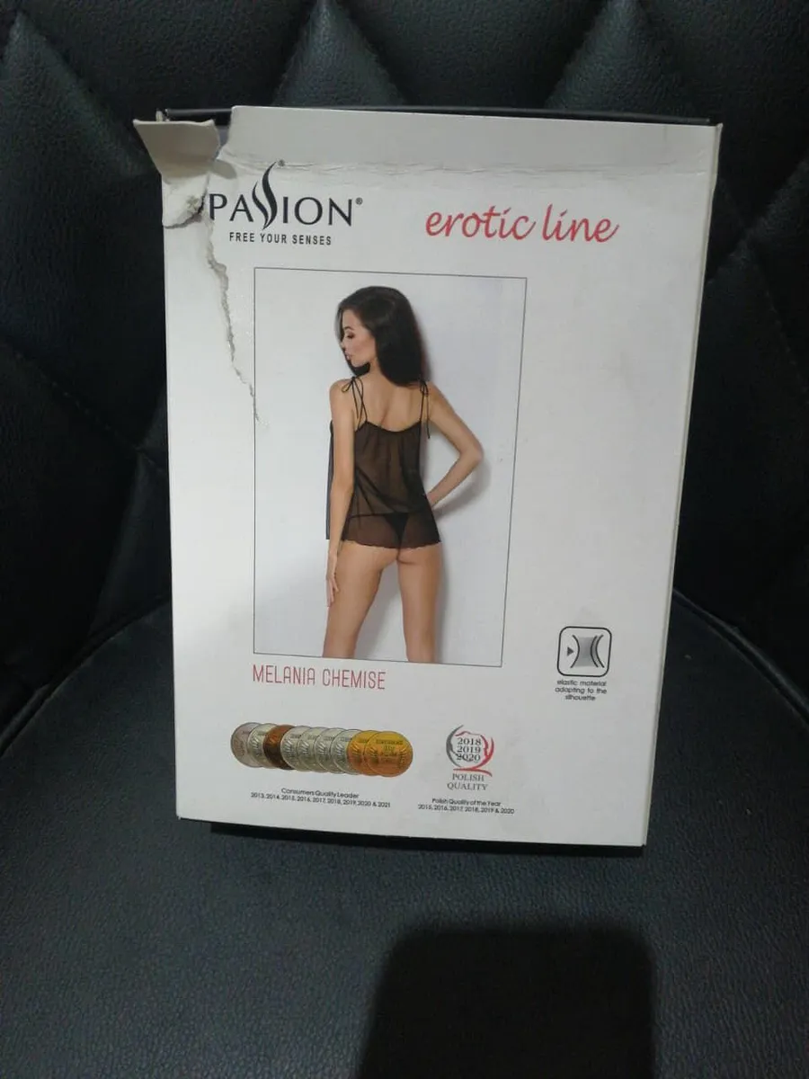 Сорочка прозора бебі дол Passion MELANIA CHEMISE S/M black (м'яте паковання)