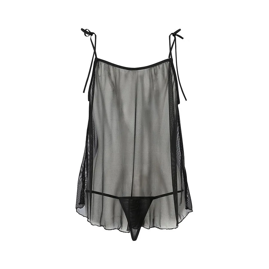 Сорочка прозора бебі дол Passion MELANIA CHEMISE S/M black (м'яте паковання)