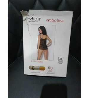 Сорочка прозора бебі дол Passion MELANIA CHEMISE S/M black (м'яте паковання)