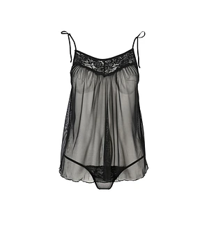 Сорочка прозора бебі дол Passion MELANIA CHEMISE S/M black (м'яте паковання)