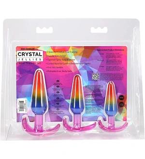 Набір анальних пробок Doc Johnson Crystal Jellies - Anal Trainer Set - Rainbow (м'яте паковання)