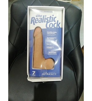 Фалоімітатор Doc Johnson The Realistic Cock ULTRASKYN 7 Inch with Balls Vanilla (м'яте паковання)
