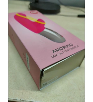 Мінівібратор-кролик зі стимулювальною стрічкою Fun Factory AMORINO pink/neon yellow (м'яте паковання)