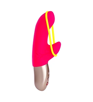 Мінівібратор-кролик зі стимулювальною стрічкою Fun Factory AMORINO pink/neon yellow (м'яте паковання)