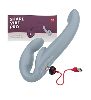 Безремінний страпон з вібрацією Fun Factory SHARE VIBE PRO cool grey (м'яте паковання)
