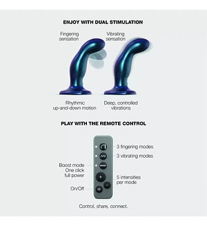 Дилдо з вібрацією Strap-On-Me FINGERING & VIBRATING DILDO - M - BLUE, з манливим рухом