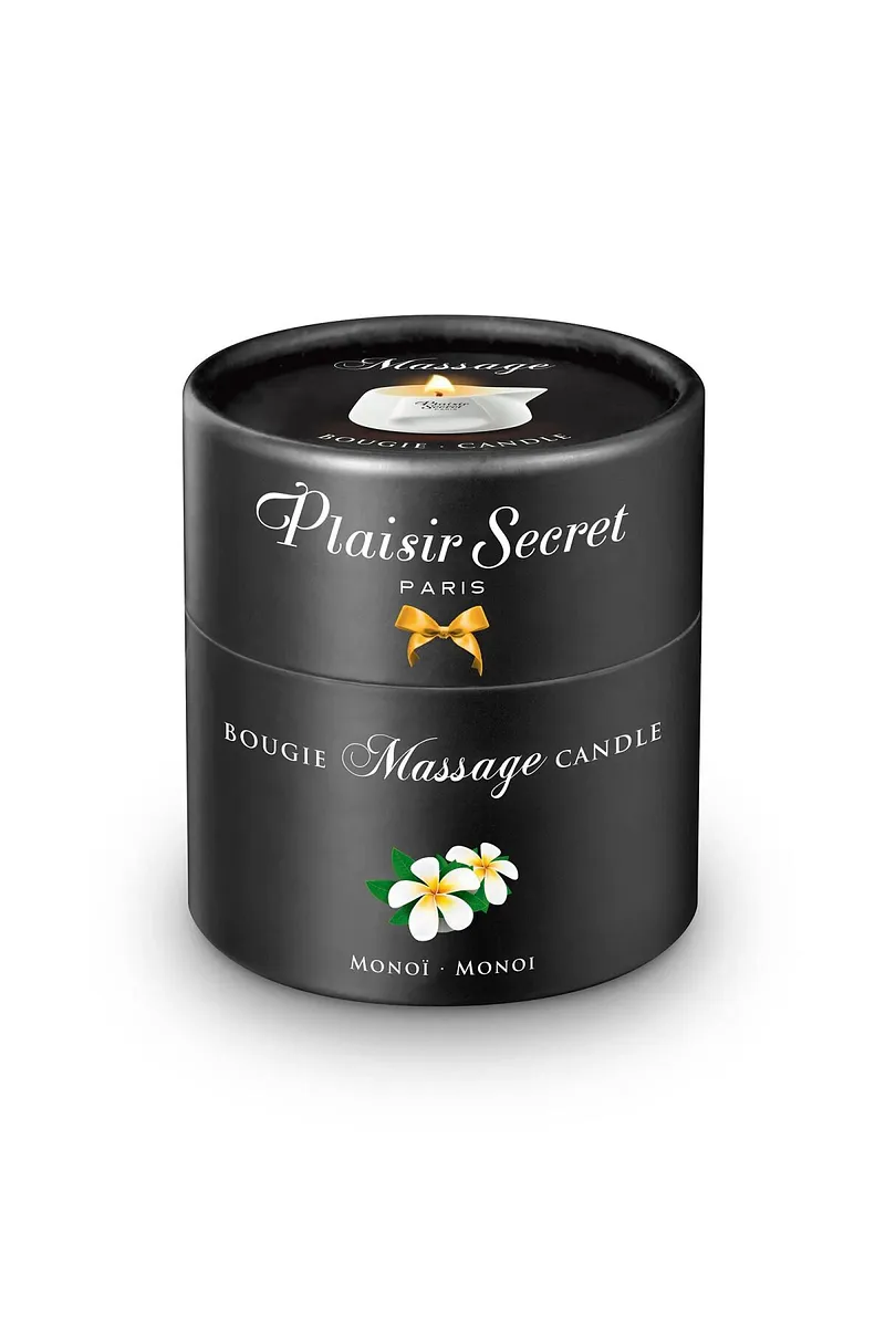 Масажна свічка Plaisirs Secrets Monoi (80 мл) подарункове паковання, керамічний посуд
