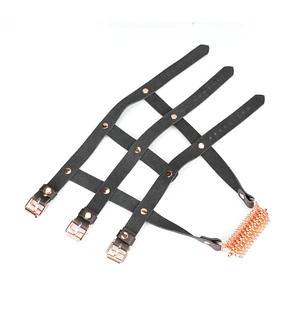Шкіряна портупея для гомілкостопу зі шпорамиLiebe Seele Leather High Heel Ankle Harness Rose Gold
