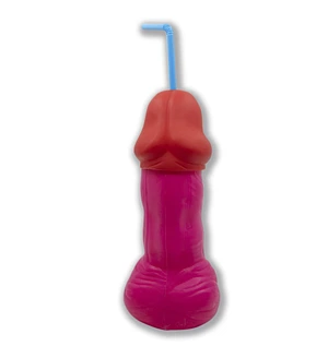 Коктейльна склянка-пеніс з кришкою та трубочкою Diverty Sex Fuchsia