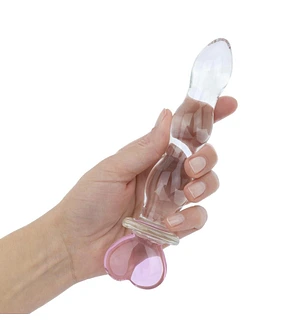 Скляний анальний ланцюжок Gildo Glass Butt Plug Heart Shape No. 35