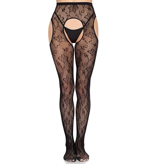 Колготки Leg Avenue Bloom Net Suspender Tights One Size Black