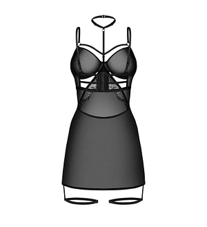 Бебі-дол Obsessive Arrowel Black chemise 2XL/3XL, з декоративним чокером та гартерами