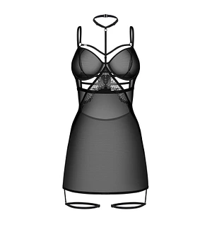 Бебі-дол Obsessive Arrowel Black chemise 2XL/3XL, з декоративним чокером та гартерами