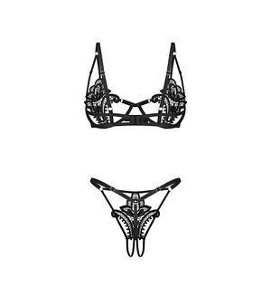 Комплект Obsessive Luise Sublim Black 2-pcs crotchless set