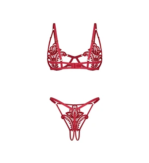 Комплект Obsessive Luise Sublim Red 2-pcs crotchless set L/XL