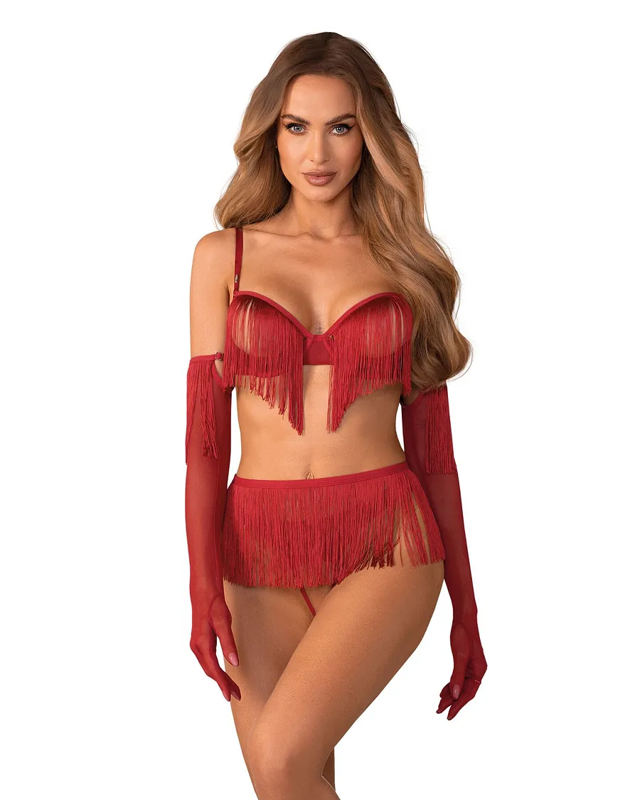 Комплект Obsessive Rossay Red 4-pcs crotchless set