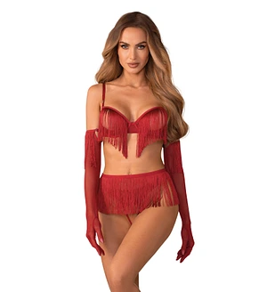 Комплект Obsessive Rossay Red 4-pcs crotchless set
