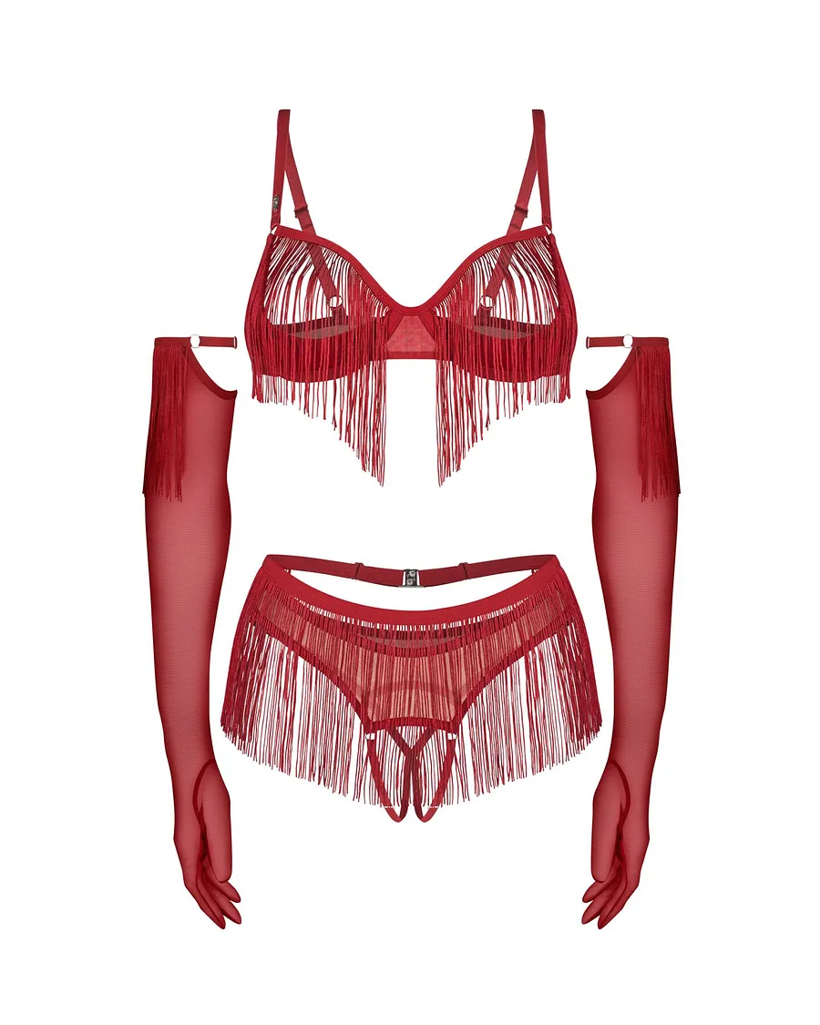 Комплект Obsessive Rossay Red 4-pcs crotchless set 2XL/3XL
