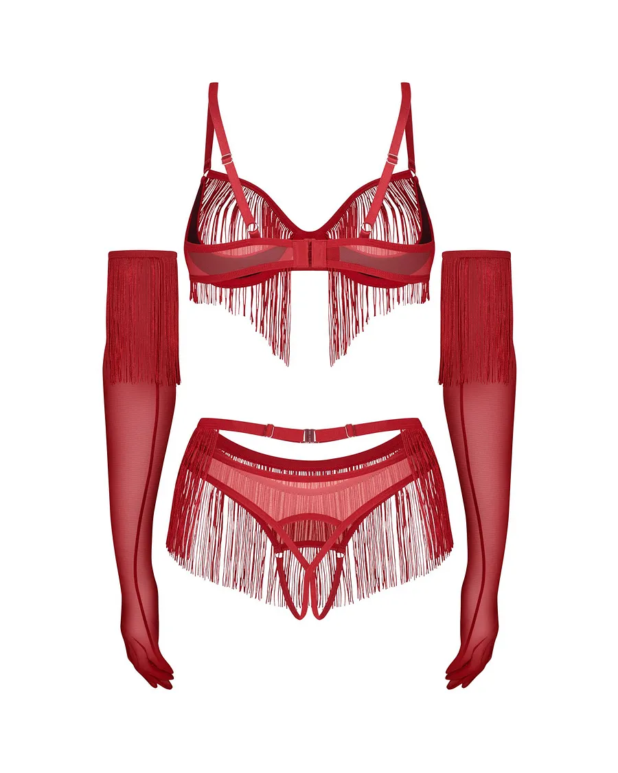 Комплект Obsessive Rossay Red 4-pcs crotchless set 2XL/3XL