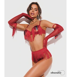 Комплект Obsessive Rossay Red 4-pcs crotchless set 2XL/3XL
