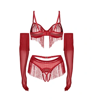 Комплект Obsessive Rossay Red 4-pcs crotchless set 2XL/3XL