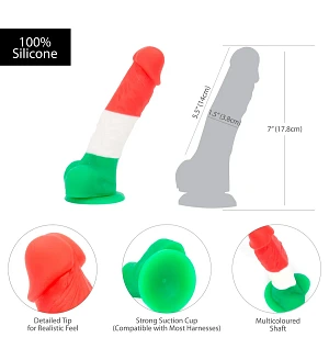 Кольоровий фалоімітатор ADDICTION - LEONARDO - 7 "- 3 COLOURS, 17,8 см, силікон, вібропуля в подарун