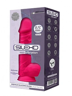 Фалоімітатор з вібрацією SilexD Norman Vibro Pink (MODEL 1 size 8,5in), двошаровий, діаметр 5 см