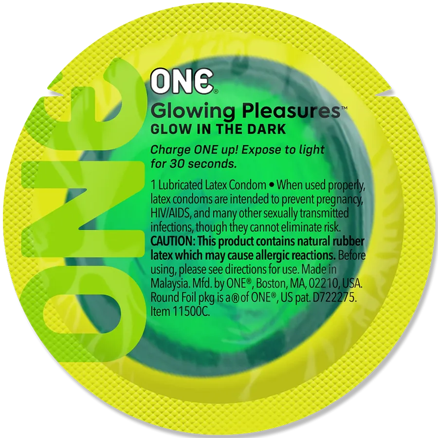 Набір презервативів ONE Glowing Pleasures, 100 шт, світяться в темряві, зі змазкою, паковання-тубус