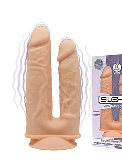Фалоімітатор подвійний з вібрацією SilexD Double Gusto Flesh Motor (Model 1 size 8" & 7"), двошарови