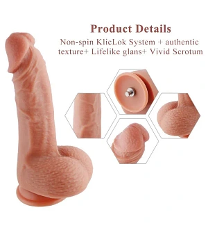 Ультрареалістичний фалоімітатор для секс-машин Hismith 8.3″ 2-layers Silicone Flesh Dildo, 2-шаровий