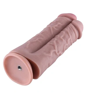 Подвійний дилдо для секс-машин Hismith 8.5″ Two Cocks One Hole Silicone Dildo