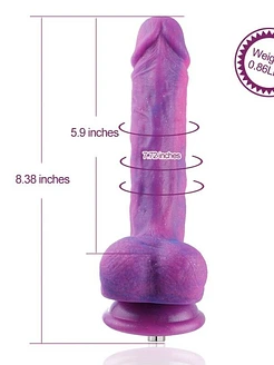 Фалоімітатор 8.2″ з вібрацією для секс-машин Hismith Purple Silicone Dildo with Vibe, KlicLok