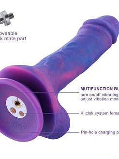 Фалоімітатор 8.2″ з вібрацією для секс-машин Hismith Purple Silicone Dildo with Vibe, KlicLok