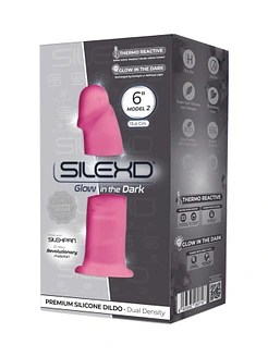 Фалоімітатор SilexD Robby Pink (MODEL 2 size 6in) Glow in the dark, двошаровий, силікон+Silexpan, діаметр 3,5см